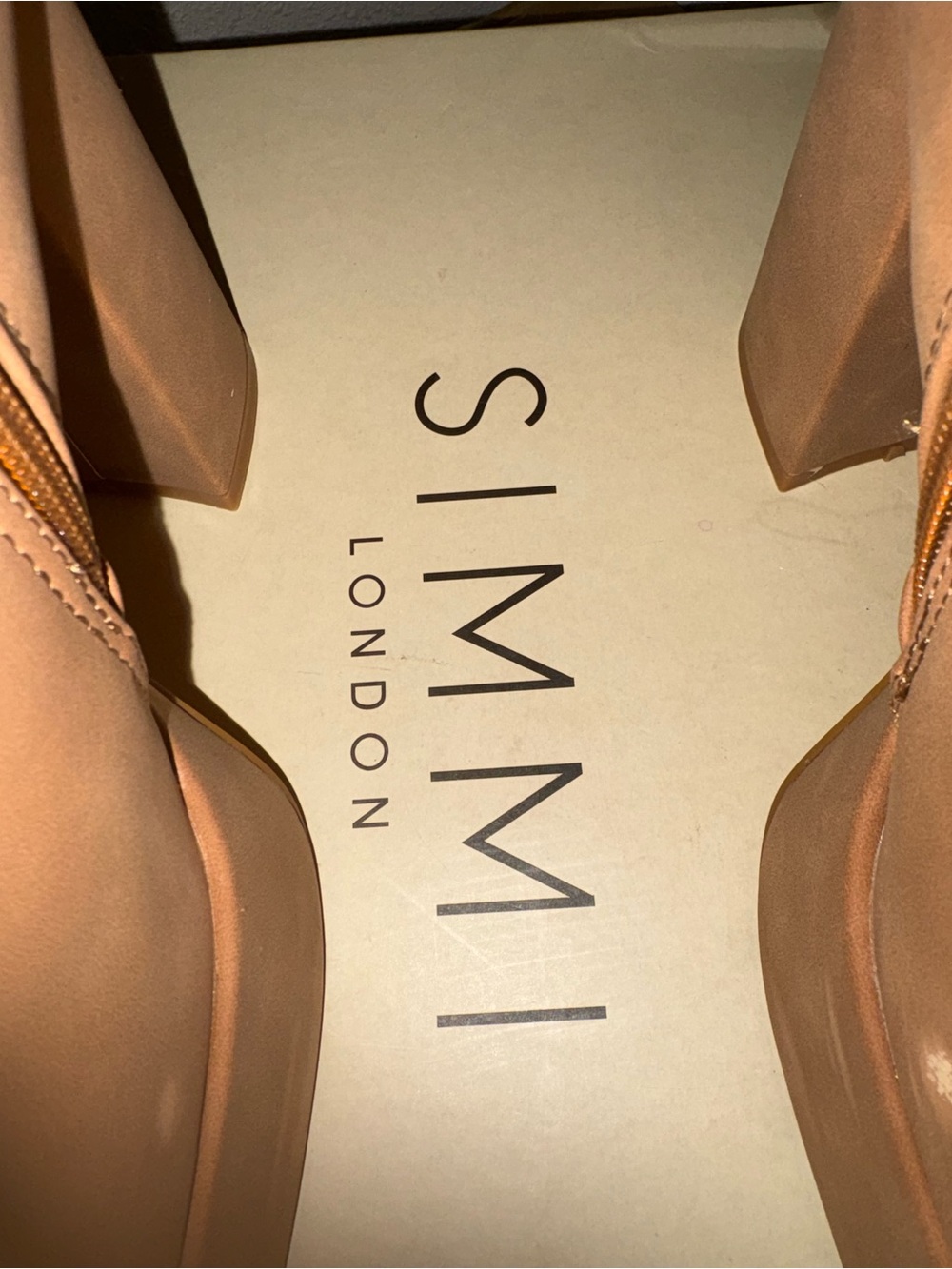 SIMMI London Tan Block Heel Ankle Boots